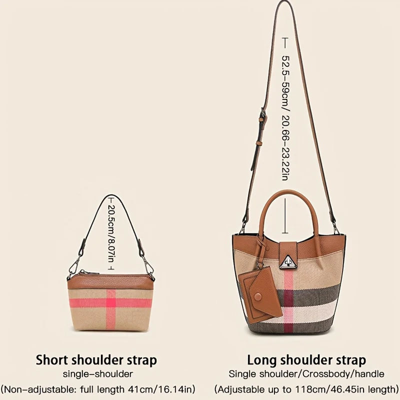 Tote Bag For Women Genuine Leather Canvas Adjustable Strap