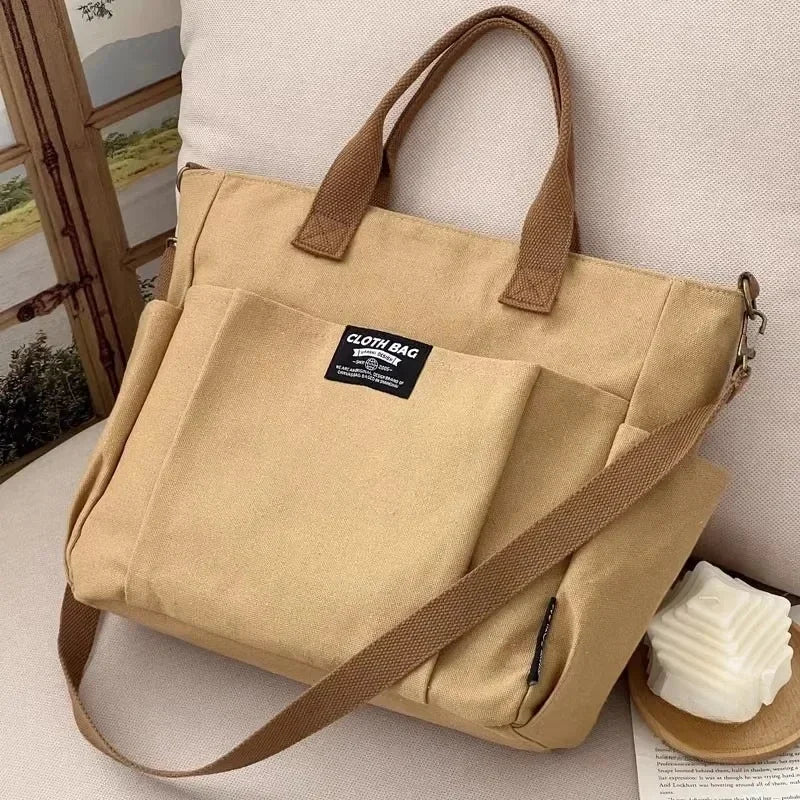 Urban Minimalist Canvas Tote For Female Students Everyday