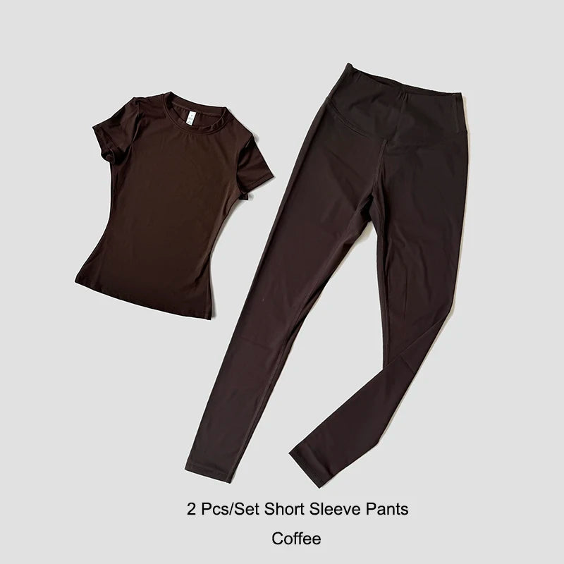 Yoga Set Women Sportswear Crop Top Legging Gym Outfit