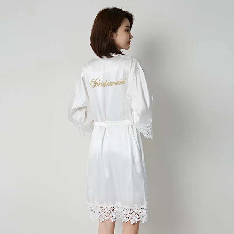 White Wedding Robe Embroidered Mother Bride Kimono Gown