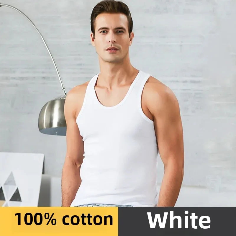 Men Premium Pure Cotton Sleeveless Fitness Vest Breathable
