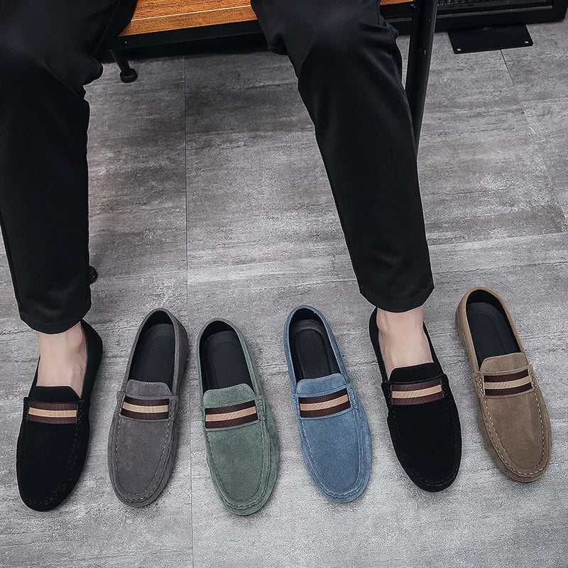 Spring Men Suede Loafers Casual Driving Shoes Moccasins