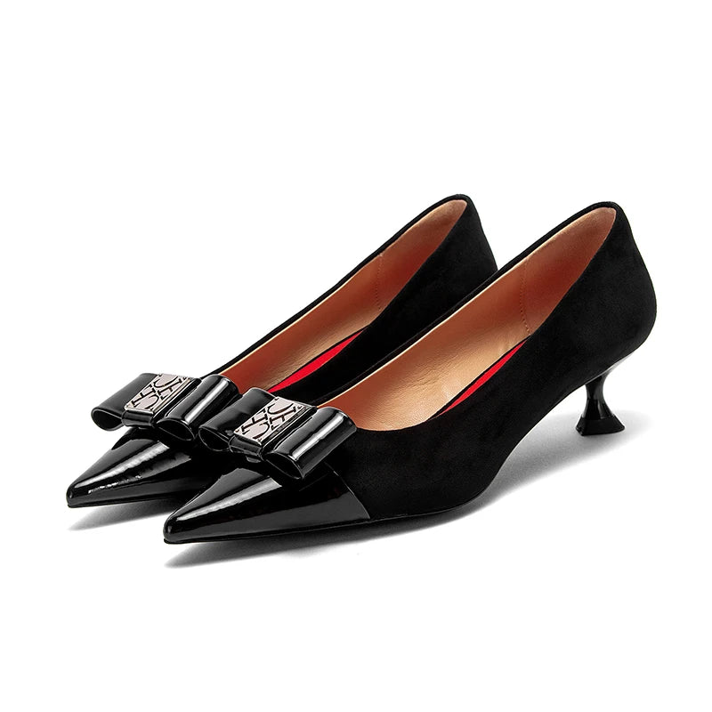 CHCH Velvet Winter Heels For Women 5cm Black Pumps Classic