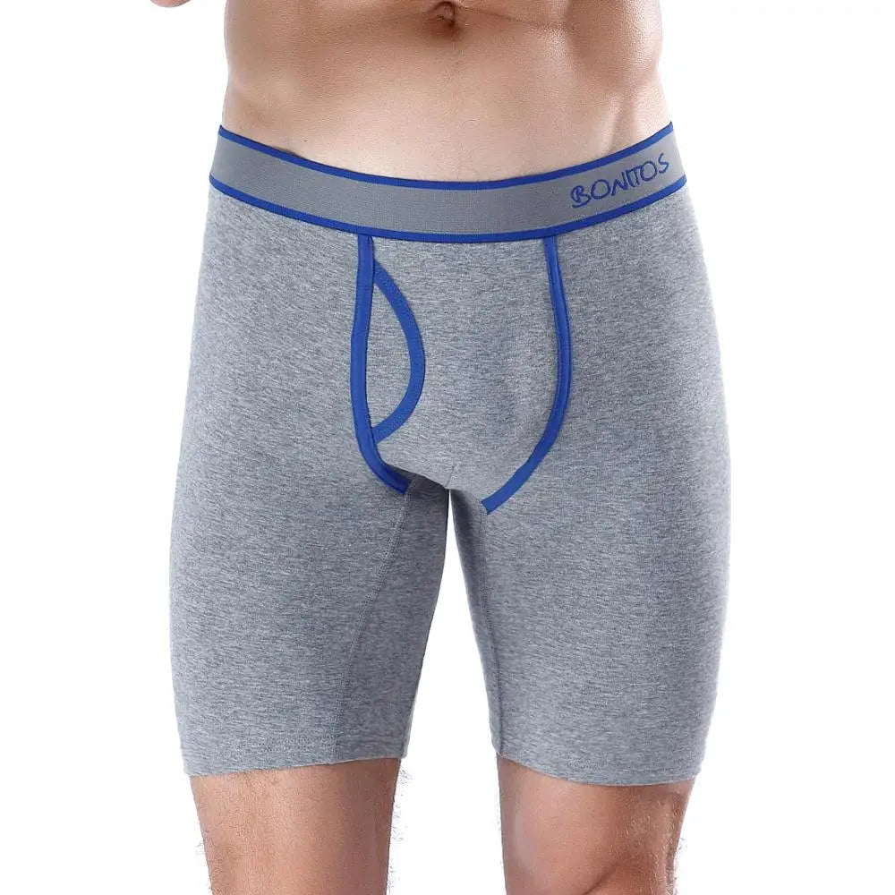 Natural Cotton Long Leg Boxers For Men Underwear Breathable