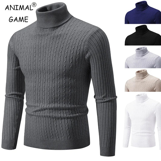 New Mens High Neck Sweater Woolen Turtleneck Pullover Winter
