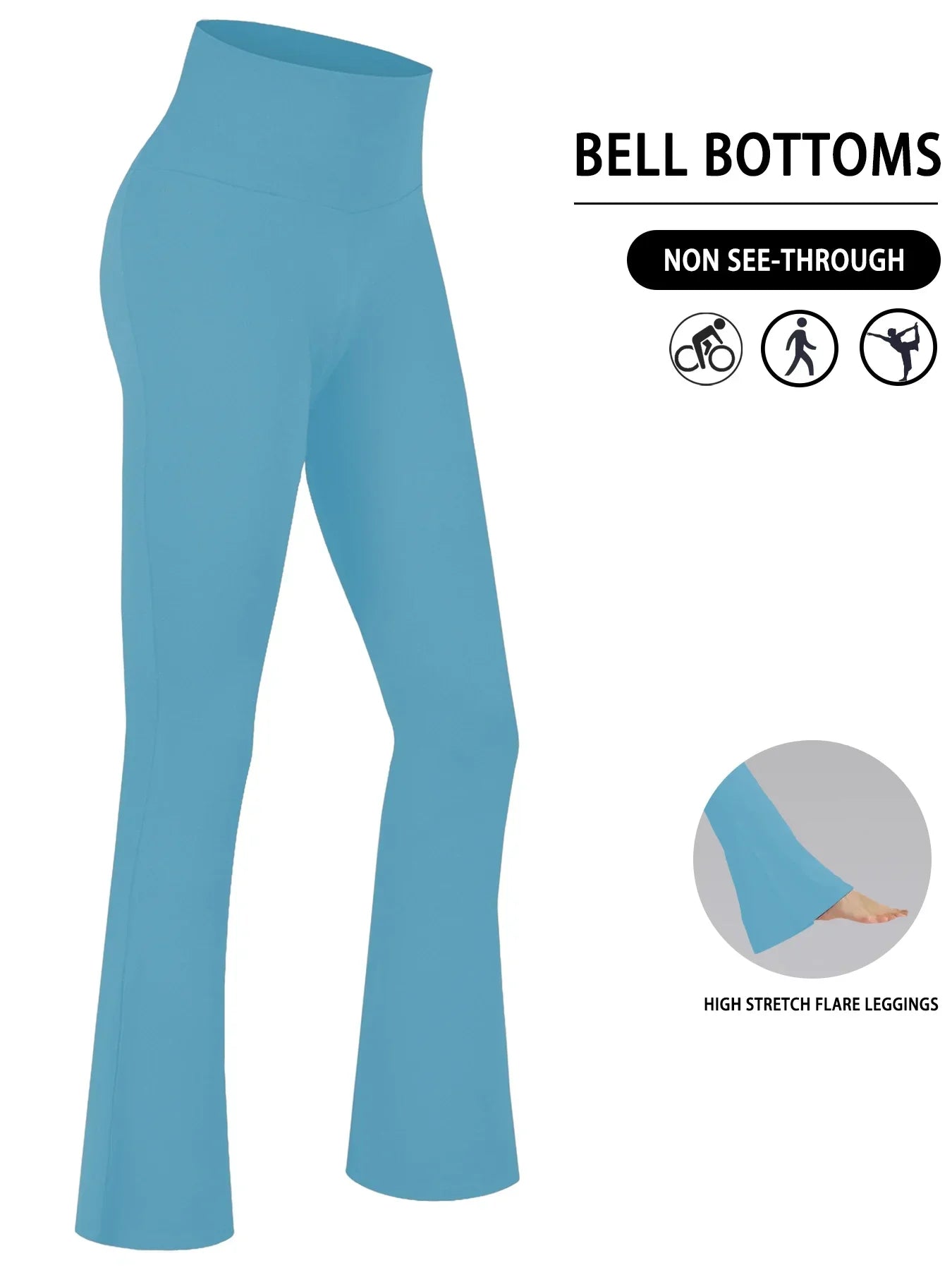 Womens Super Soft Flare High Waisted Tummy Control Leggings