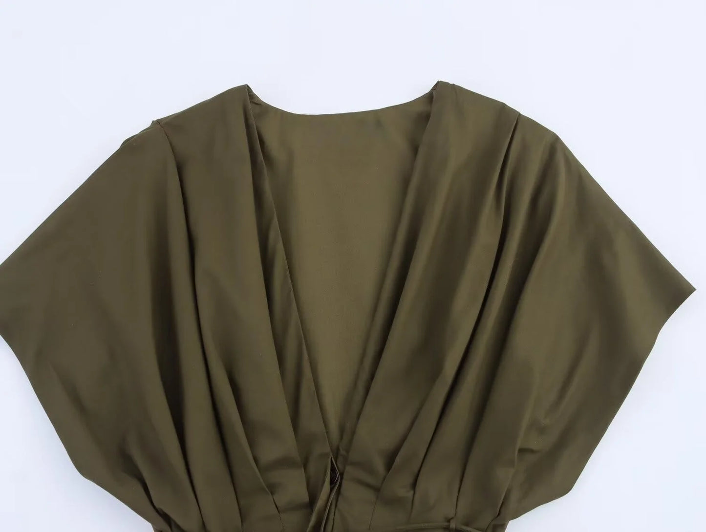 Womens Casual Summer Dress With Draped Sleeves And Collar