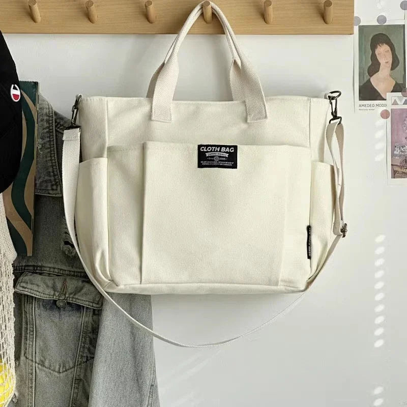 Urban Minimalist Canvas Tote For Female Students Everyday