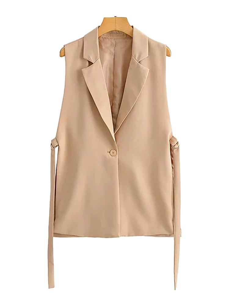 TRZA Women Waistcoat Vest Vintage Sleeveless Front Button