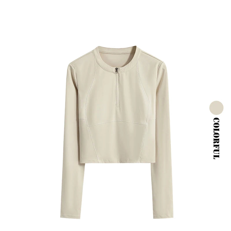 Drur Women Yoga Crop Top Long Sleeve Lightweight Sport Shirt