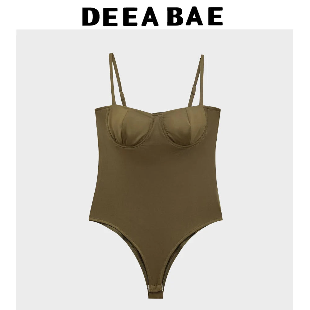 DEEABAE Sexy Camisole Jumpsuit With Chest Cushion Women