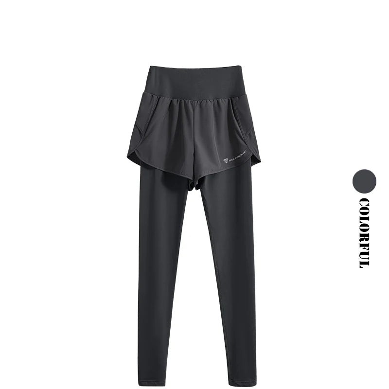 DRUR Womens Seamless High Waist Yoga Leggings 2 In 1