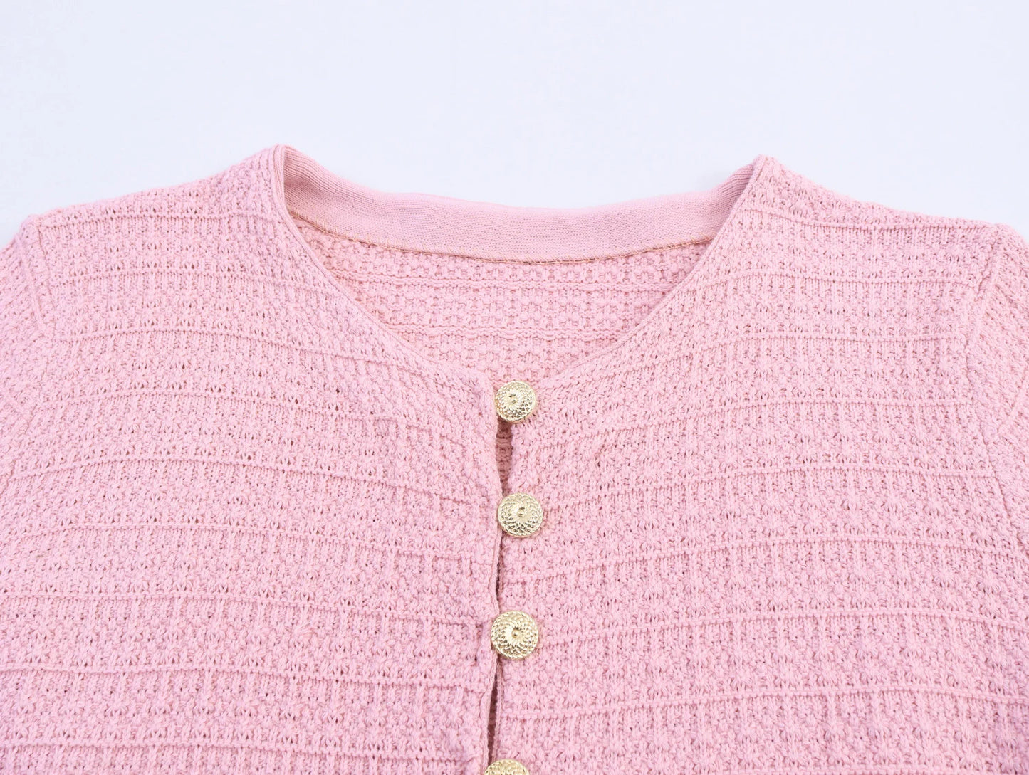 DEEABAE Autumn Winter Short Sleeve Knitted Cardigan Set