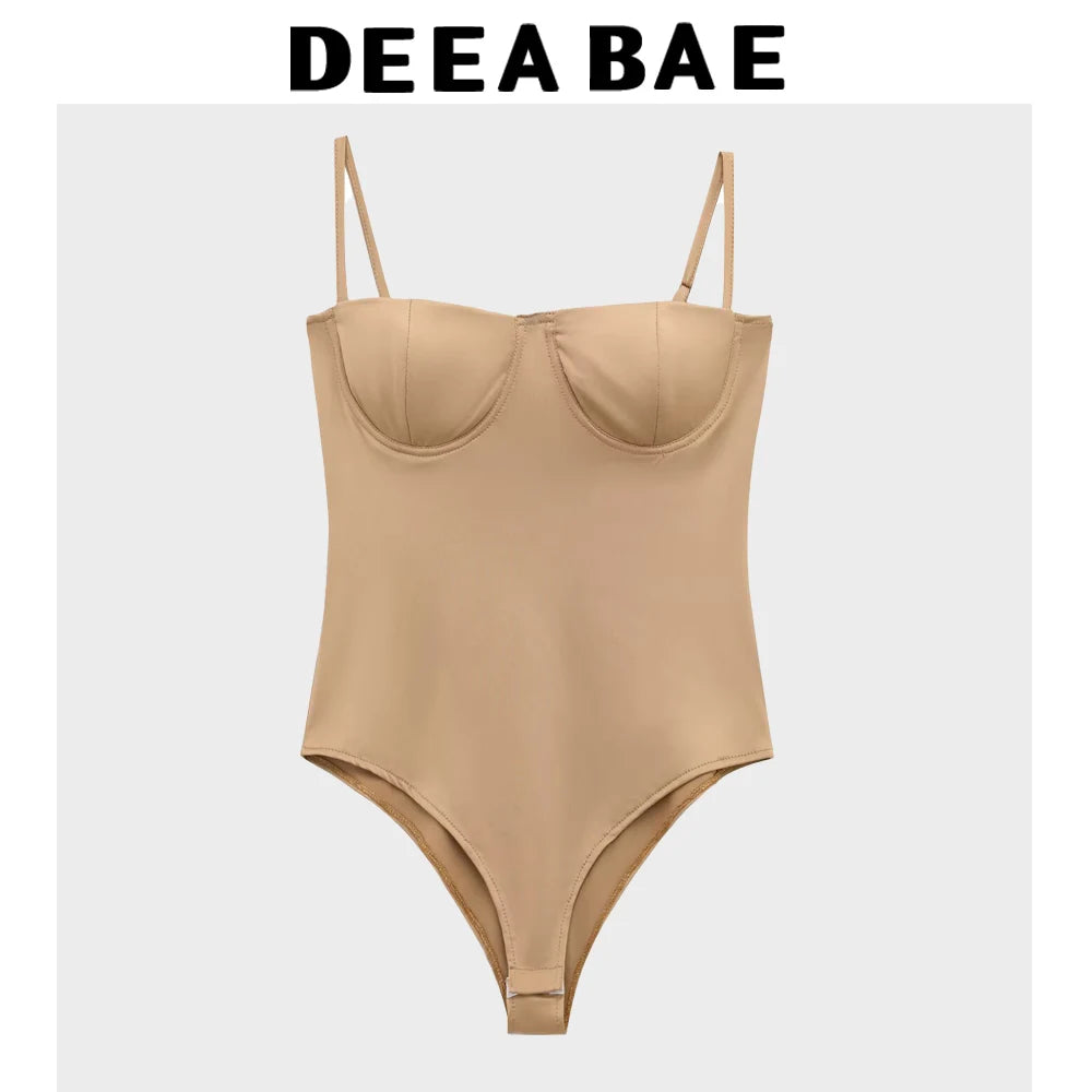DEEABAE Sexy Camisole Jumpsuit With Chest Cushion Women