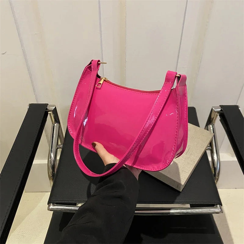 Retro Color PU Leather Shoulder Bag Womens Casual Handbag