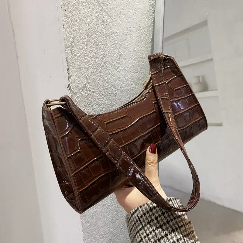 Retro Alligator Pattern Small PU Leather Handbags For Women