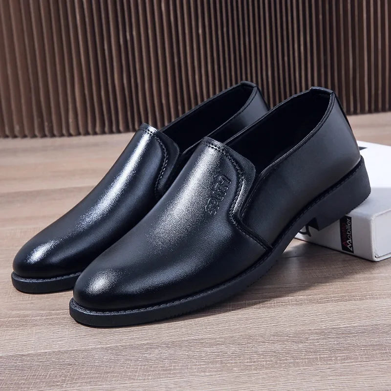 Breathable Leather Shoes For Young Men Round Toe Korean