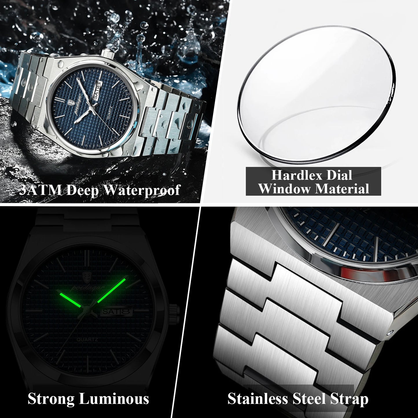 POEDAGAR Luxury Sport Military Watch Waterproof Stainless