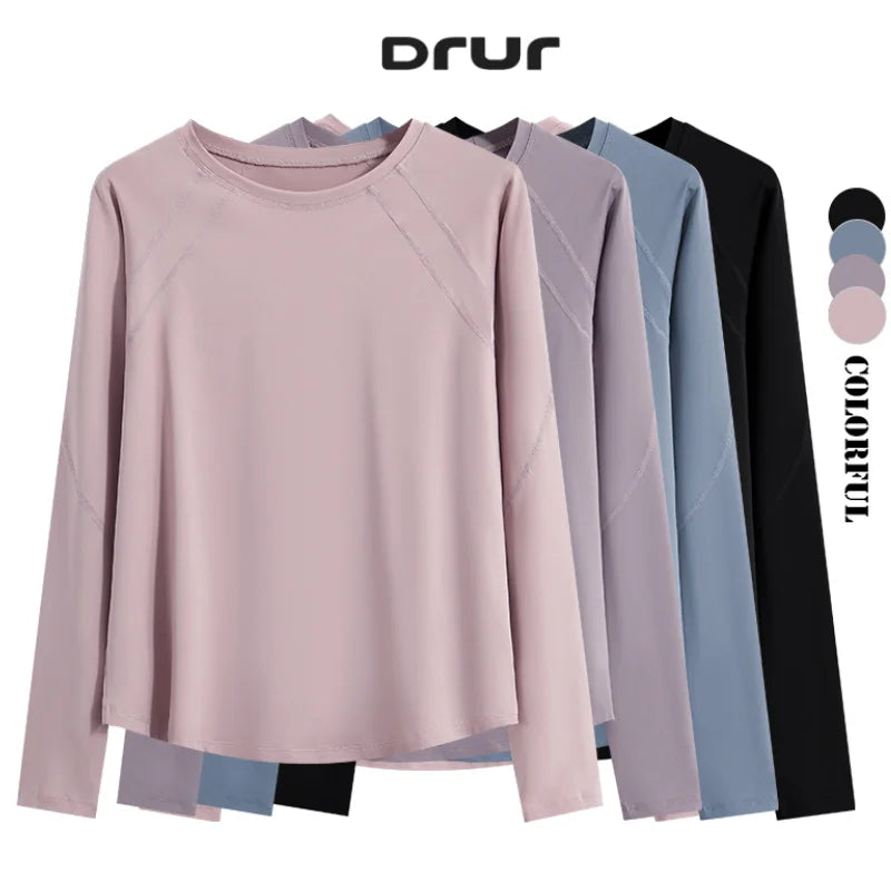 Drur Women Long Sleeve Yoga Shirt Quick Dry Top Breathable