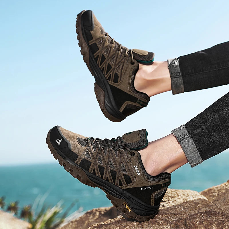 Mens Hiking Shoes Breathable Lace Up Trekking Outdoor