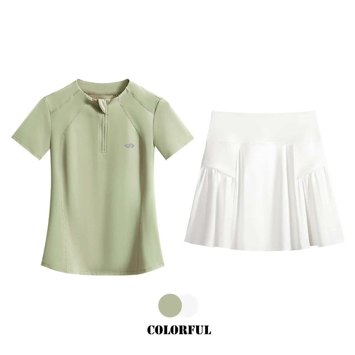 DRUR 2 Piece Tennis Skirt Set Women Summer Sports Outfit