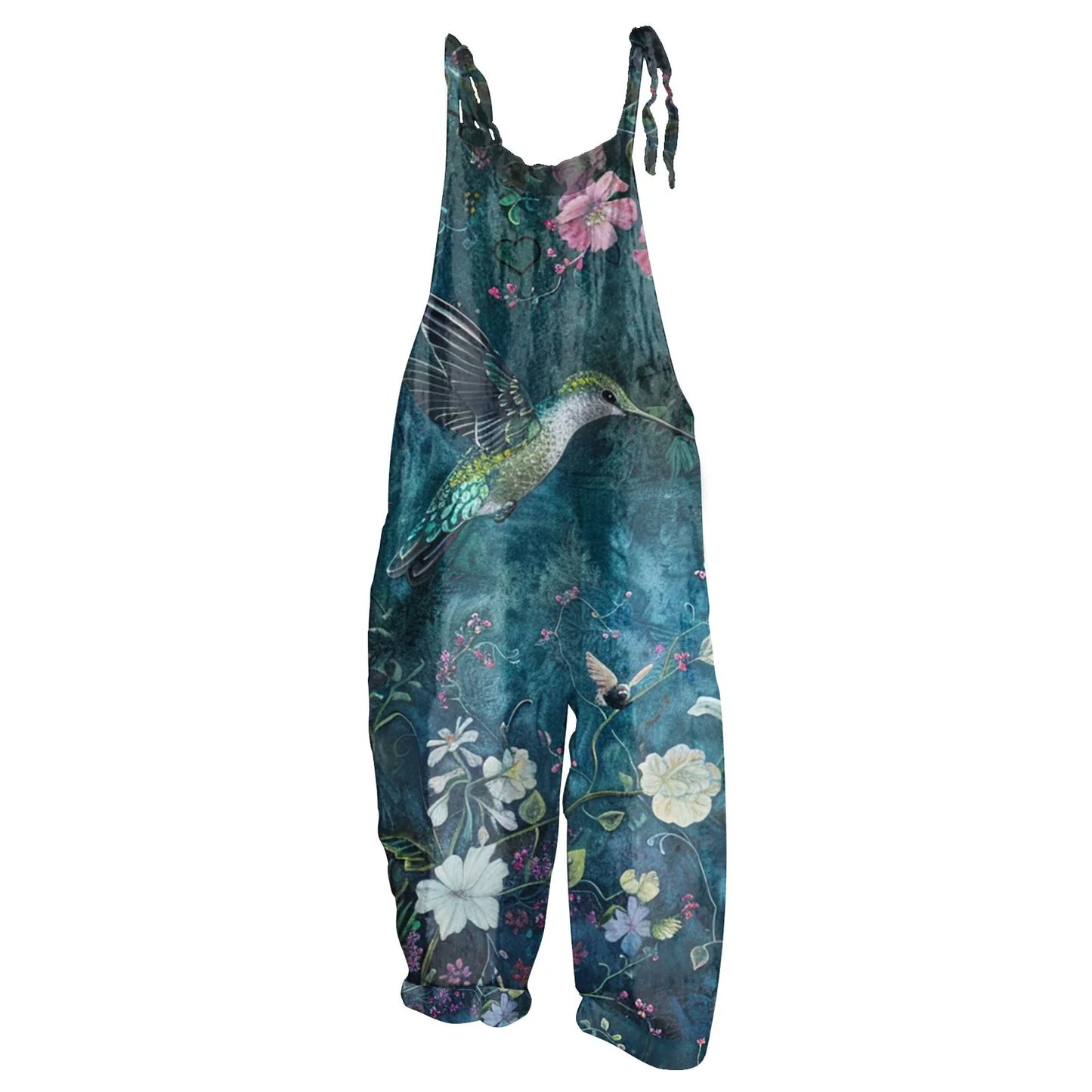 Floral Print Womens Jumpsuit Casual Loose Shoulder Strap