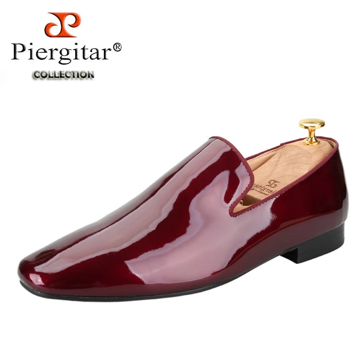Piergitar 2025 Patent Leather Slip On Red Sole Shoes