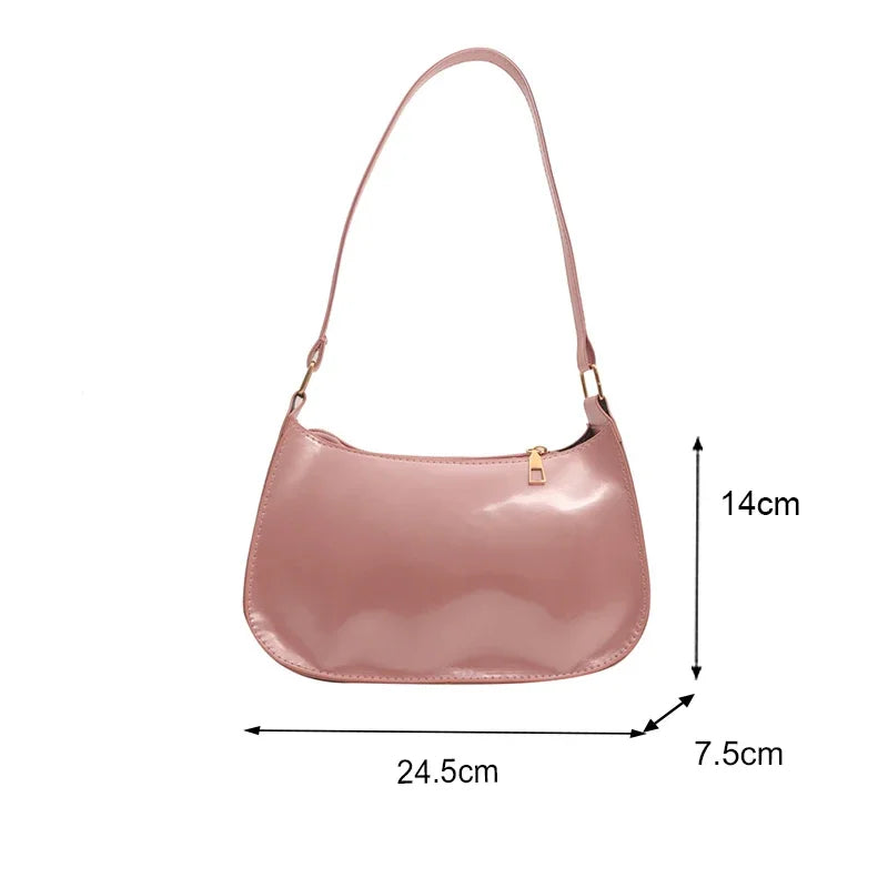 Retro Color PU Leather Shoulder Bag Womens Casual Handbag