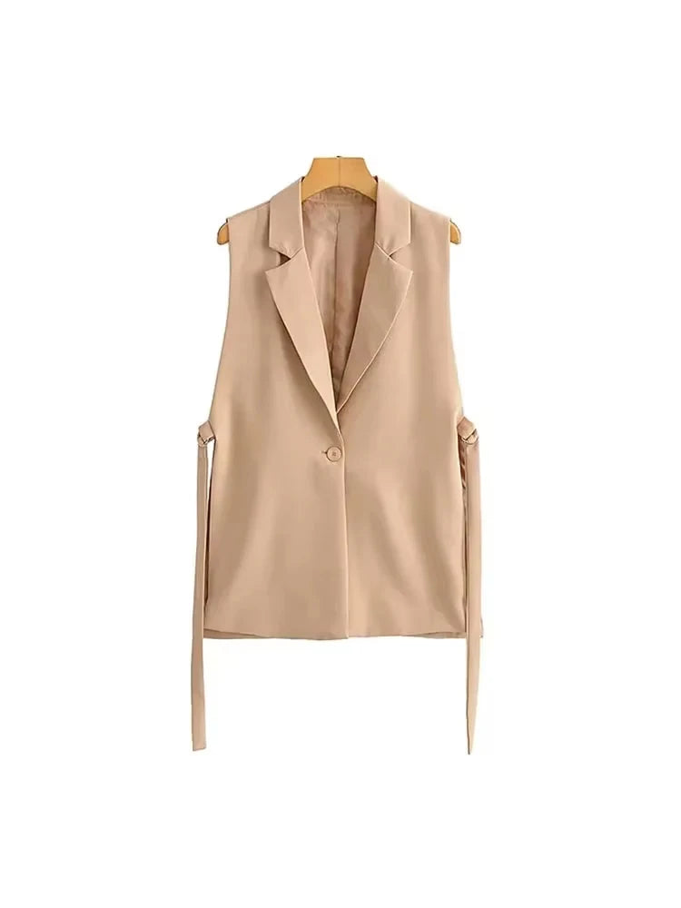 TRZA Women Waistcoat Vest Vintage Sleeveless Front Button