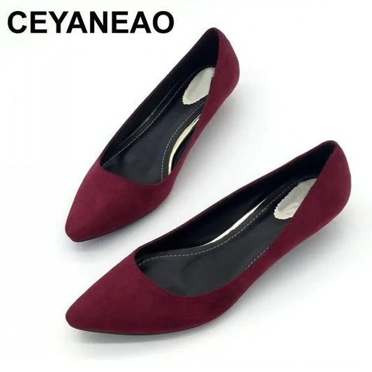 CEYANEAO Sexy Women Low Heel Pumps Slip On Spring Autumn