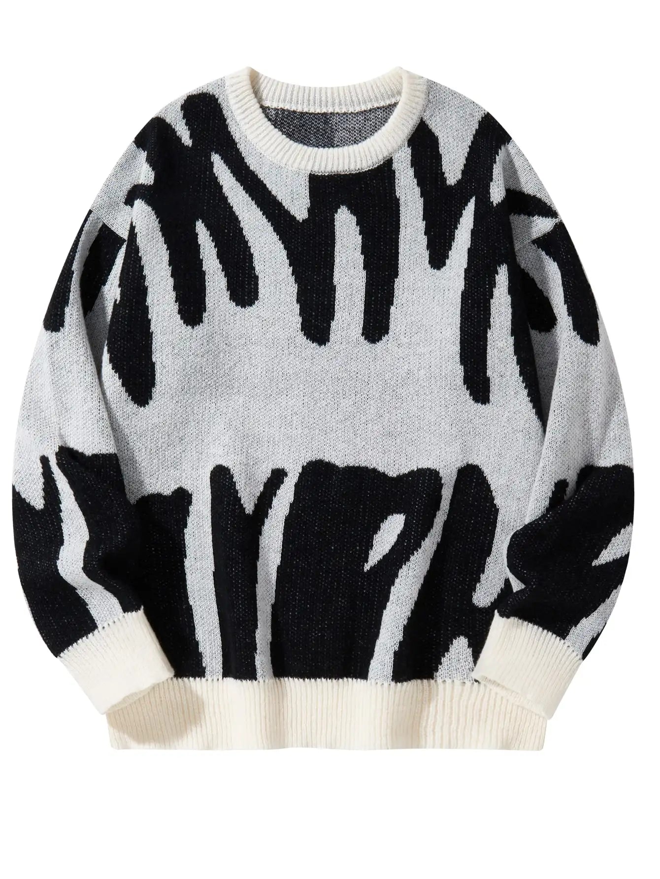 Autumn Winter Irregular Jacquard Pullover Sweater For Men