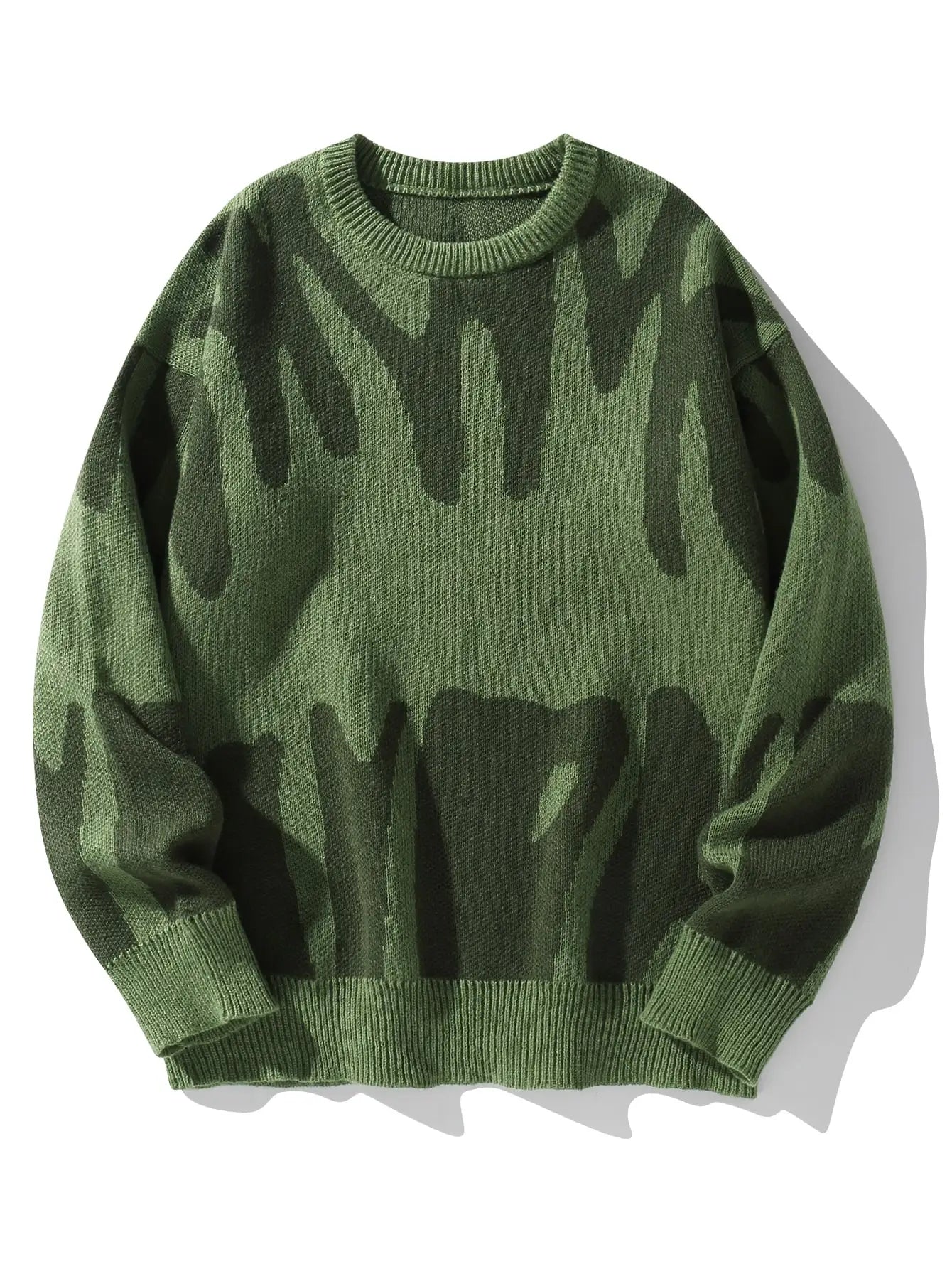 Autumn Winter Irregular Jacquard Pullover Sweater For Men