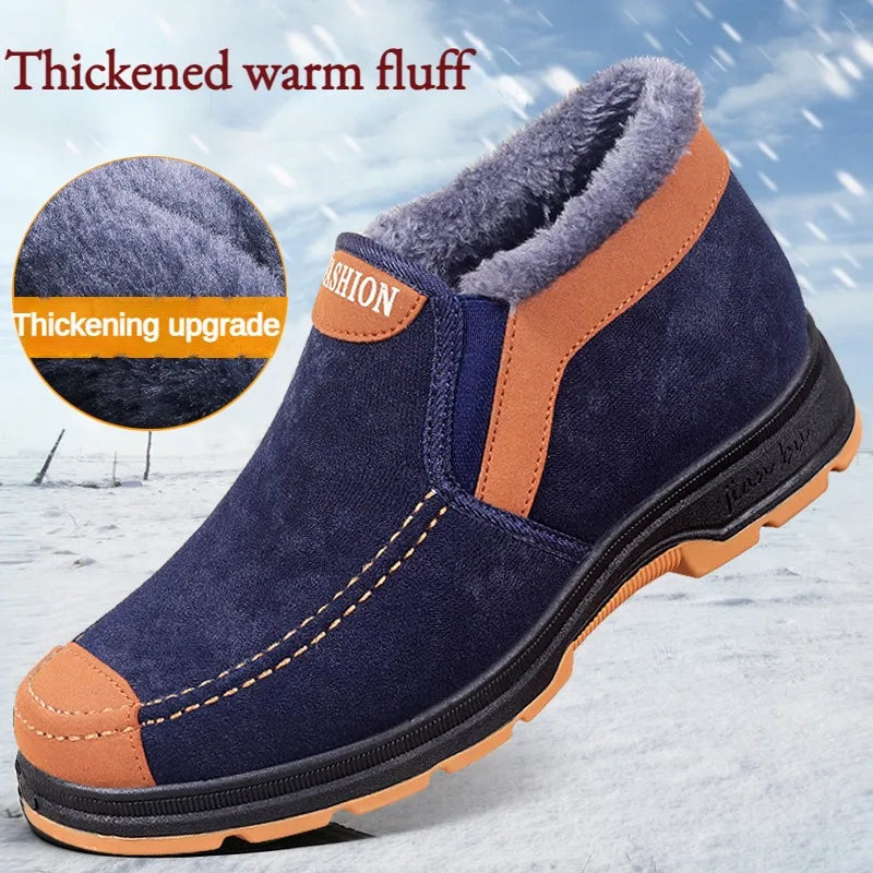2023 Mens Winter Cotton Shoes Plush Warm Snow Boots