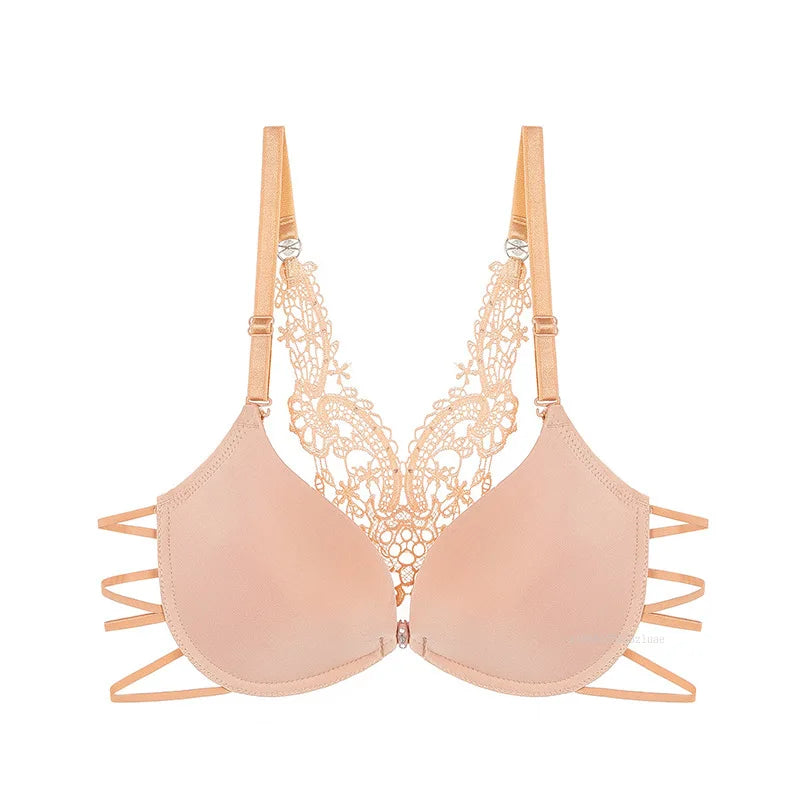 Sexy Silky Seamless Underwire Bra With Floral Embroidery