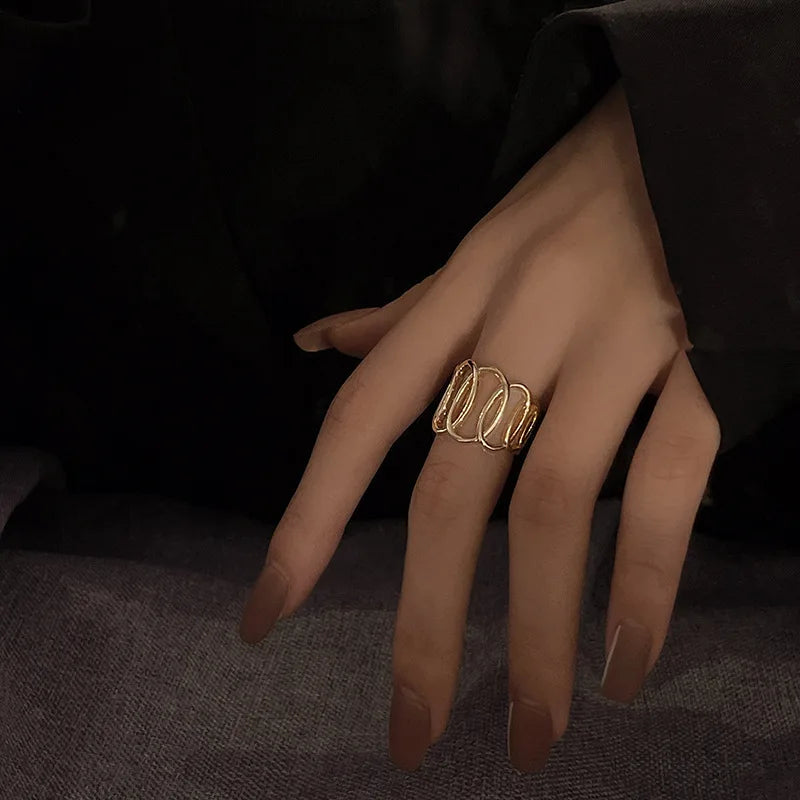 Two Color Black Heart Ring For Women Minimalist Punk Jewelry