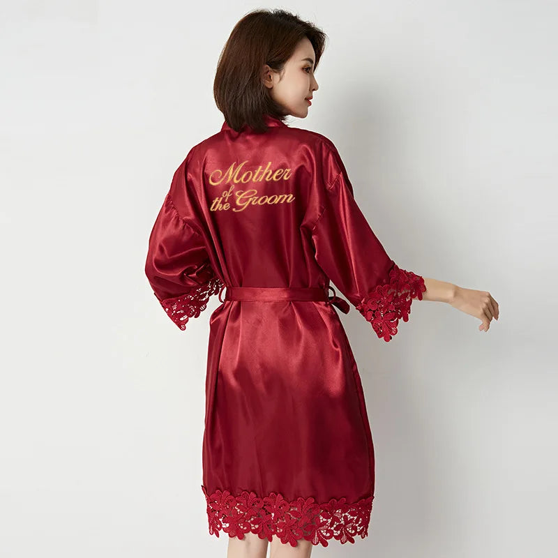 White Wedding Robe Embroidered Mother Bride Kimono Gown