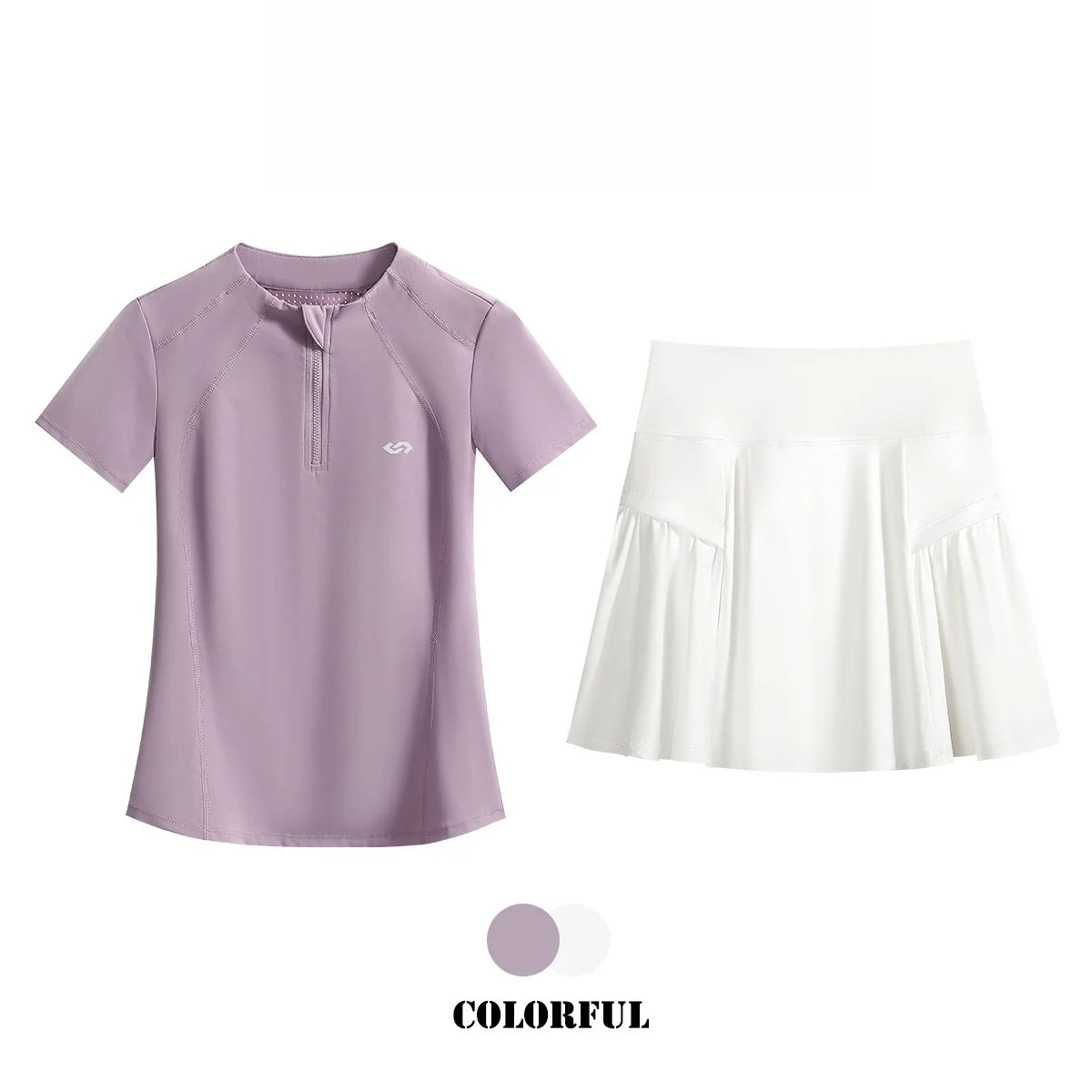 DRUR 2 Piece Tennis Skirt Set Women Summer Sports Outfit