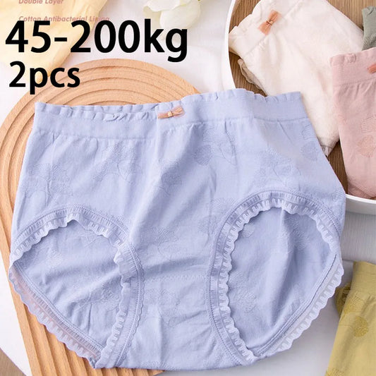 2 Pack Lace Wavy Trim Panties Womens Comfort Underwear