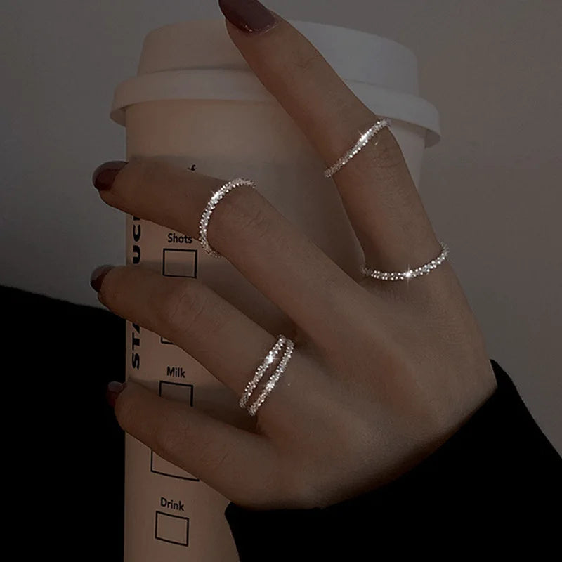 Two Color Black Heart Ring For Women Minimalist Punk Jewelry