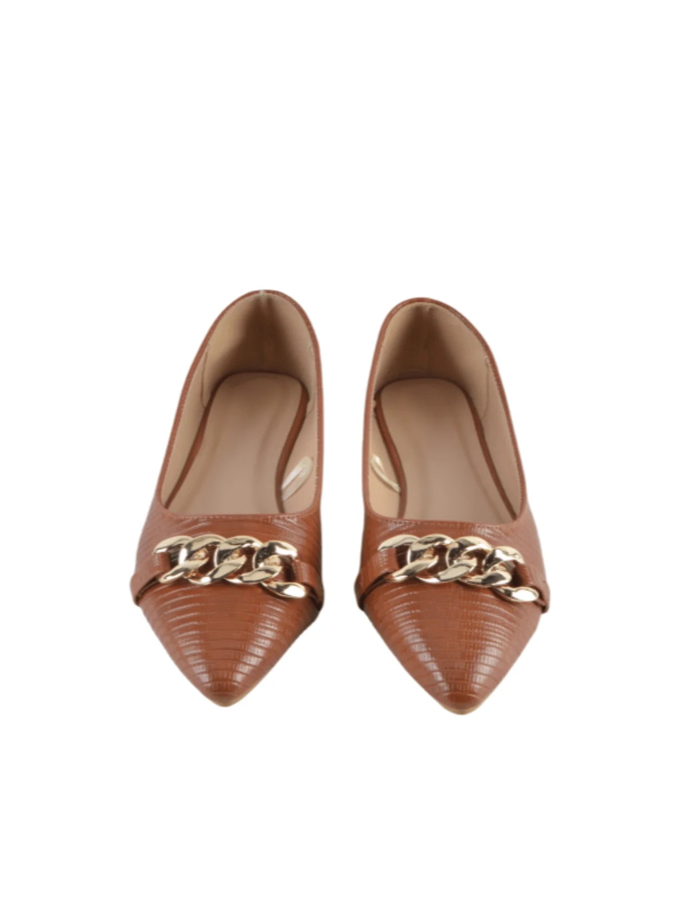 Fashionable Chain Decoration Women Pointed Toe Slip On Shoes