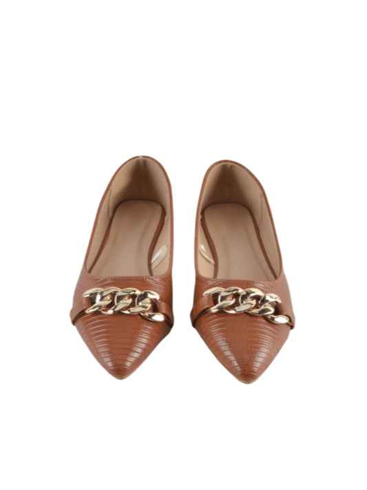 Fashionable Chain Decoration Women Pointed Toe Slip On Shoes