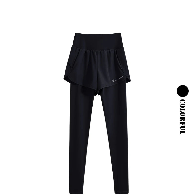 DRUR Womens Seamless High Waist Yoga Leggings 2 In 1