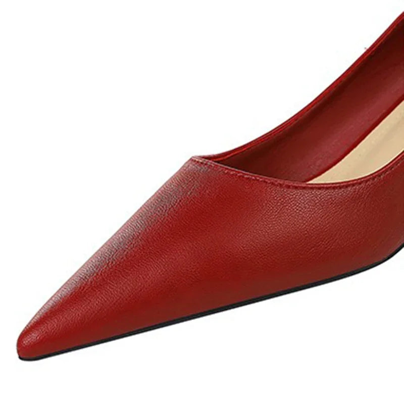 Spring 2024 Women High Heels 4cm Pointed Toe Office Pumps