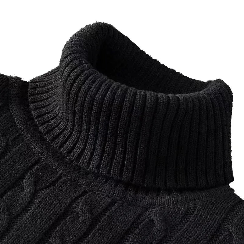 Autumn Mens Long Sleeve Knitted Sweater Slim Fit Turtleneck