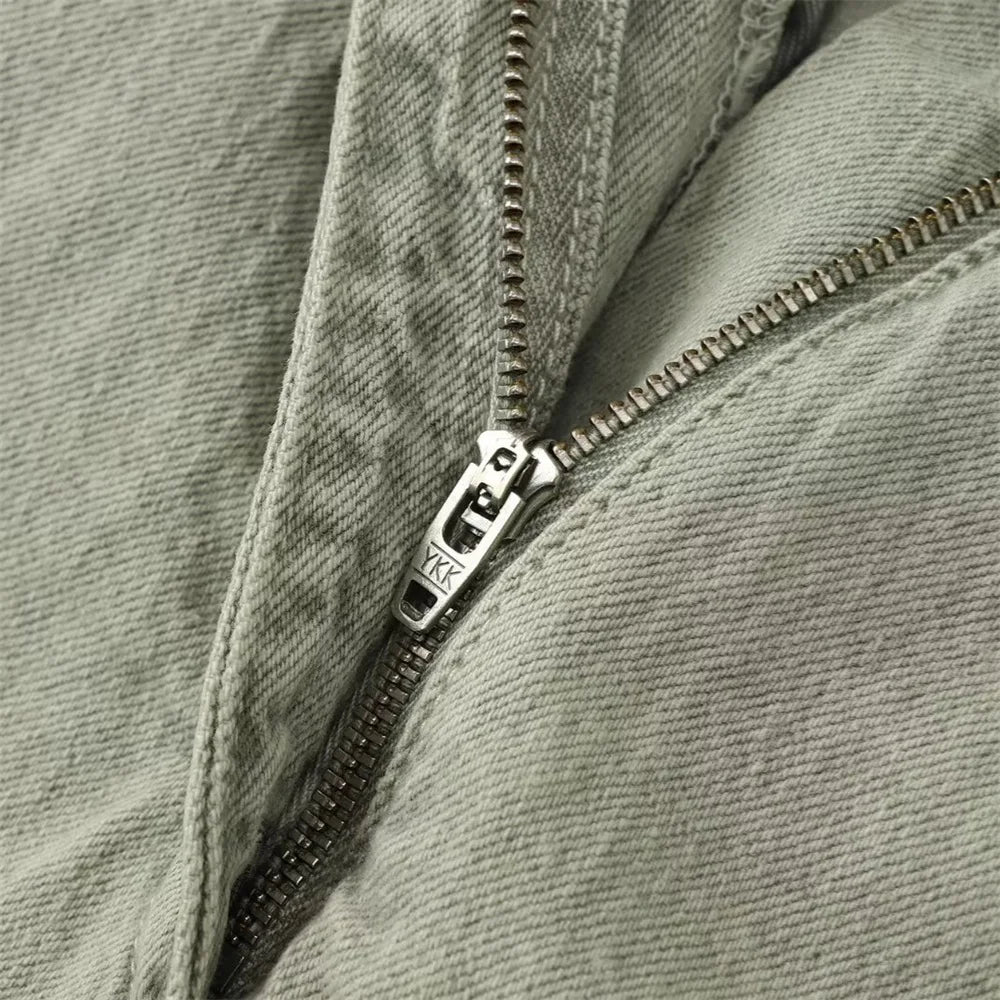 ZARF women's short slimming denim jumpsuit with pocket buckle decoration for spring and summer new casual women's wear