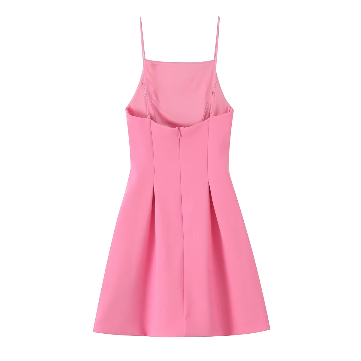 Pink Short Dress With Slender Straps A Line Silhouette