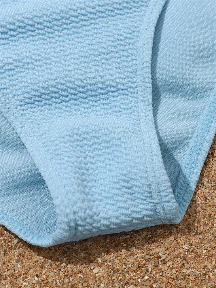 Girls Ribbed Sling Bikini Set 2025 High Waist Bathing Suit