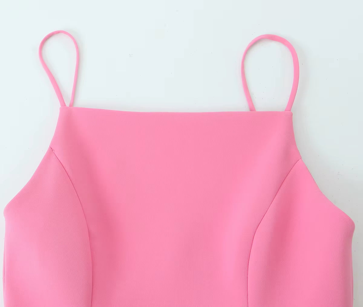 Pink Short Dress With Slender Straps A Line Silhouette