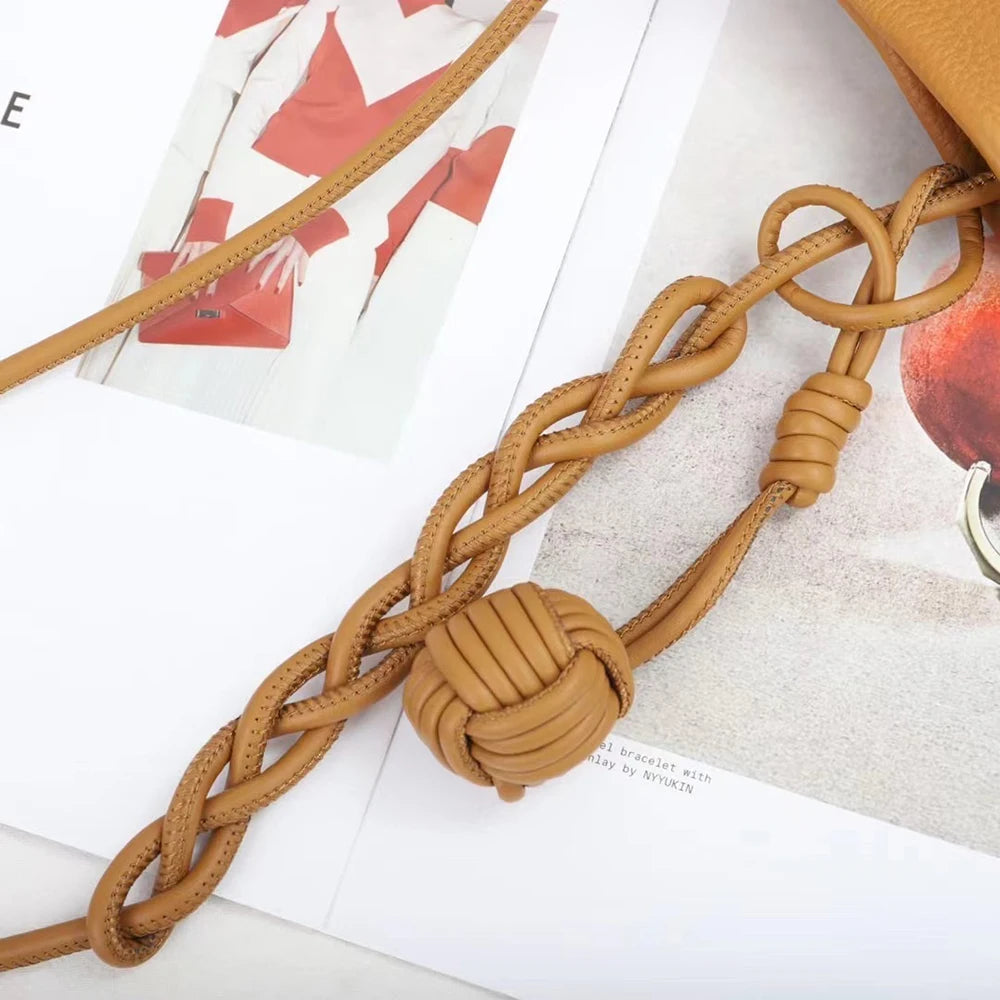 Genuine Leather Crossbody Bag Custom Initials Handwoven