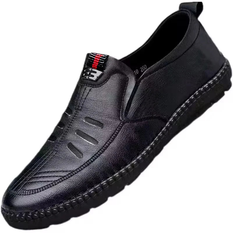 Mens PU Leather Loafers Non Slip Slip On Breathable Shoes
